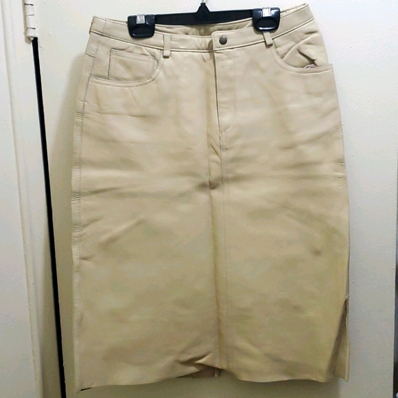 JACOB - TAN LEATHER SKIRT - Picture 1 of 10